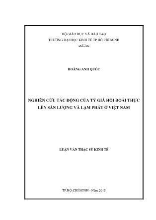 Luận văn Nghiên cứu tác động của tỷ giá hối đoái thực lên sản lượng và lạm phát ở Việt Nam