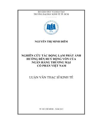 Luận văn Nghiên cứu tác động lạm phát ảnh hưởng đến huy động vốn của Ngân hàng Thương mại Cổ phần Việt Nam