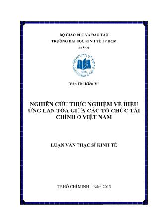 Luận văn Nghiên cứu thực nghiệm về hiệu ứng lan tỏa giữa các tổ chức tài chính ở Việt Nam