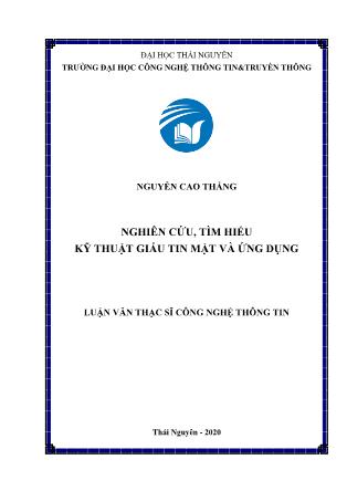 Luận văn Nghiên cứu, tìm hiểu kỹ thuật giấu tin mật và ứng dụng