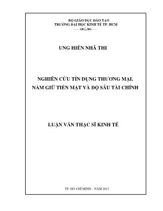 Luận văn Nghiên cứu tín dụng thương mại, nắm giữ tiền mặt và độ sâu tài chính