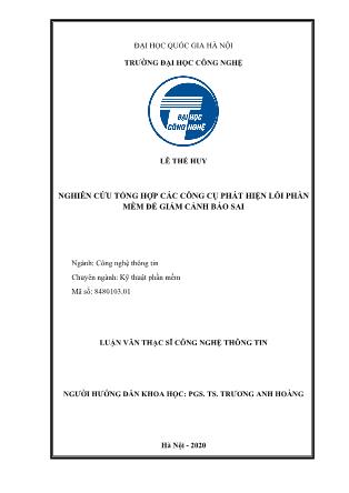 Luận văn Nghiên cứu tổng hợp các công cụ phát hiện lỗi phần mềm để giảm cảnh báo sai
