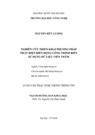 Luận văn Nghiên cứu triển khai phương pháp phát hiện biến động công trình biển sử dụng dữ liệu viễn thám