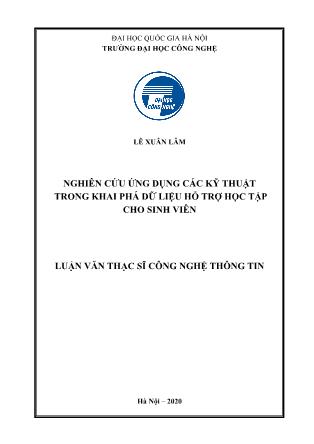 Luận văn Nghiên cứu ứng dụng các kỹ thuật trong khai phá dữ liệu hỗ trợ học tập cho sinh viên