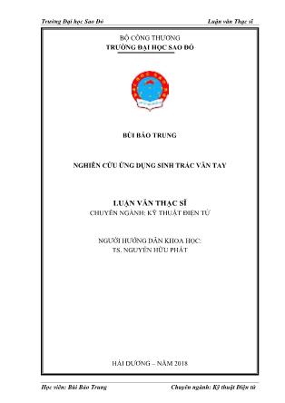 Luận văn Nghiên cứu ứng dụng sinh trắc vân tay