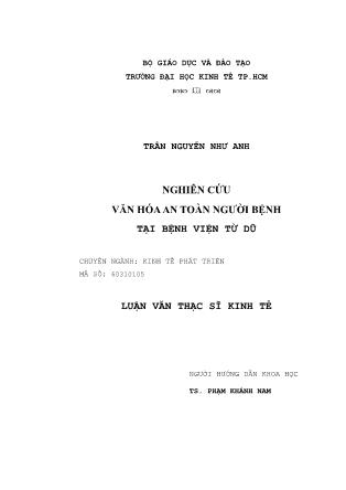 Luận văn Nghiên cứu văn hóa an toàn người bệnh