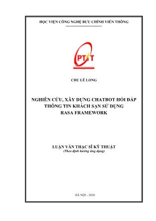 Luận văn Nghiên cứu, xây dựng Chatbot hỏi đáp thông tin khách sạn sử dụng Rasa Framework