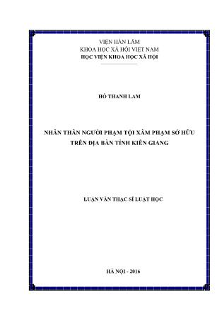 Luận văn Nhân thân người phạm tội xâm phạm sở hữu trên địa bàn tỉnh Kiên Giang