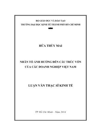 Luận văn Nhân tố ảnh hưởng đến cấu trúc vốn của các doanh nghiệp Việt Nam