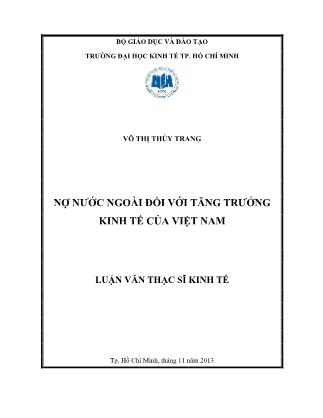 Luận văn Nợ nước ngoài đối với tăng trưởng kinh tế của Việt Nam