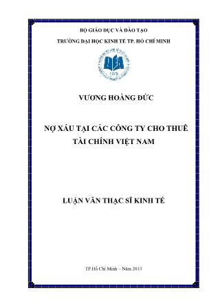 Luận văn Nợ xấu tại các công ty cho thuê tài chính Việt Nam
