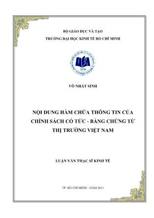 Luận văn Nội dung hàm chứa thông tin của chính sách cổ tức - Bằng chứng từ thị trường Việt Nam