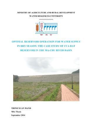 Luận văn Optimal reservoir operation for water supply in dry season: The case study of Cua Dat reservoir in the Ma – Chu river basin