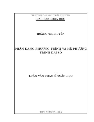 Luận văn Phân dạng phương trình và hệ phương trình đại số