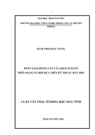 Luận văn Phân loại bình luận của khách hàng trên mạng xã hội dựa trên kỹ thuật máy học