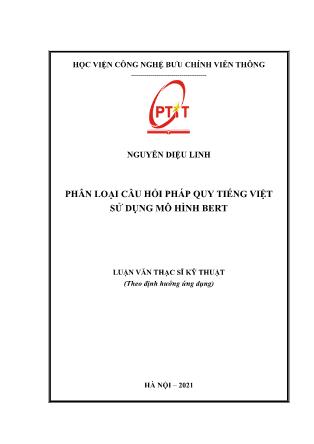 Luận văn Phân loại câu hỏi pháp quy tiếng Việt sử dụng mô hình Bert