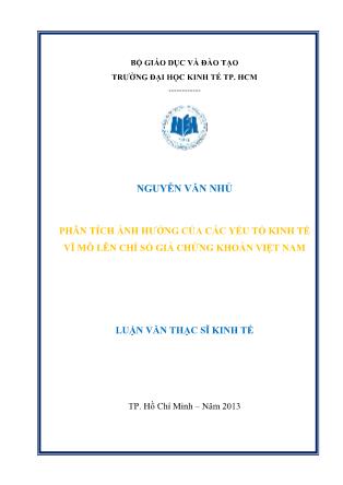 Luận văn Phân tích ảnh hưởng của các yếu tố kinh tế vĩ mô lên chỉ số giá chứng khoán Việt Nam