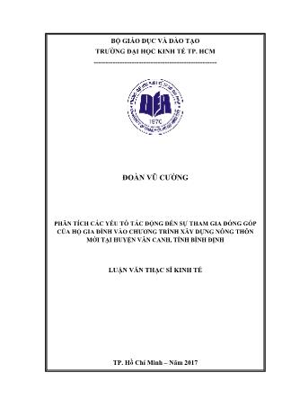 Luận văn Phân tích các yếu tố tác động đến sự tham gia đóng góp của hộ gia đình vào chương trình xây dựng nông thôn mới tại huyện Vân Canh, tỉnh Bình Định
