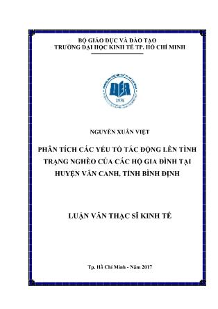 Luận văn Phân tích các yếu tố tác động lên tình trạng nghèo của các hộ gia đình tại huyện Vân Canh, tỉnh Bình Định