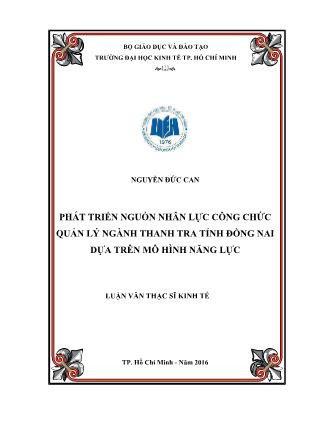 Luận văn Phát triển nguồn nhân lực công chức quản lý ngành thanh tra tỉnh Đồng Nai dựa trên mô hình năng lực