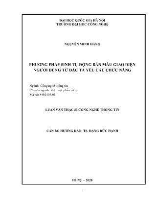 Luận văn Phương pháp sinh tự động bản mẫu giao diện người dùng từ đặc tả yêu cầu chức năng