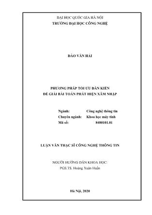 Luận văn Phương pháp tối ưu đàn kiến để giải bài toán phát hiện xâm nhập