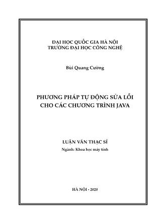 Luận văn Phương pháp tự động sửa lỗi cho các chương trình Java