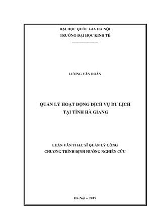 Luận văn Quản lý hoạt động dịch vụ du lịch tại tỉnh Hà Giang