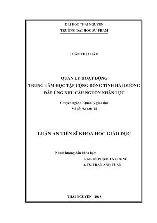 Luận văn Quản lý hoạt động trung tâm học tập cộng đồng tỉnh Hải Dương đáp ứng nhu cầu nguồn nhân lực