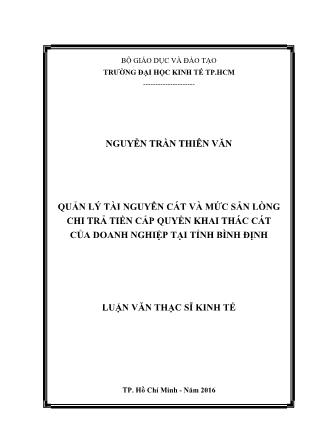 Luận văn Quản lý tài nguyên cát và mức sẵn lòng chi trả tiền cấp quyền khai thác cát của doanh nghiệp tại tỉnh Bình Định