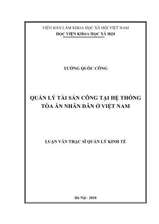 Luận văn Quản lý tài sản công tại hệ thống tòa án nhân dân ở Việt Nam