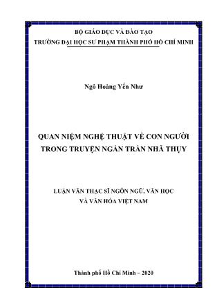 Luận văn Quan niệm nghệ thuật về con người trong truyện ngắn Trần Nhã Thụy