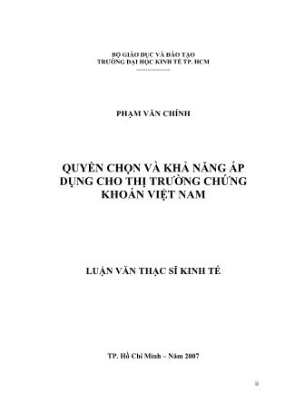Luận văn Quyền chọn và khả năng áp dụng cho thị trường chứng khoán Việt Nam