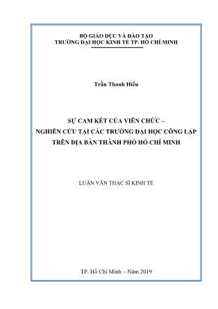 Luận văn Sự cam kết của viên chức – Nghiên cứu tại các trường đại học công lập trên địa bàn thành phố Hồ Chí Minh