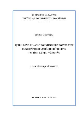 Luận văn Sự hài lòng của các doanh nghiệp đối với việc cung cấp dịch vụ hành chính công tại tỉnh Bà Rịa – Vũng Tàu