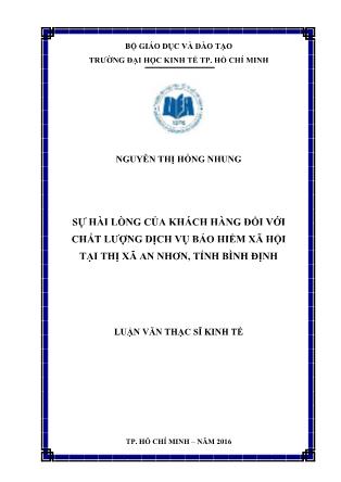 Luận văn Sự hài lòng của khách hàng đối với chất lượng dịch vụ bảo hiểm xã hội tại thị xã An Nhơn, tỉnh Bình Định