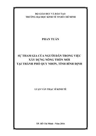 Luận văn Sự tham gia của người dân trong việc xây dựng nông thôn mới tại thành phố Quy Nhơn, tỉnh Bình Định