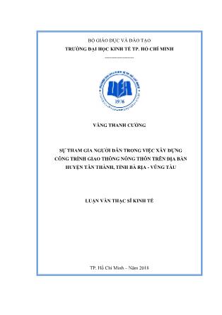 Luận văn Sự tham gia người dân trong việc xây dựng công trình giao thông nông thôn trên địa bàn huyện Tân Thành, tỉnh Bà Rịa - Vũng Tàu