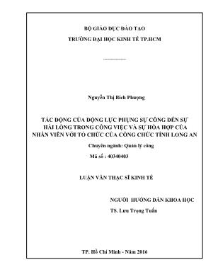 Luận văn Tác động của động lực phụng sự công đến sự hài lòng trong công việc và sự hòa hợp của nhân viên với tổ chức của công chức tỉnh Long An