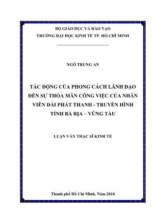 Luận văn Tác động của phong cách lãnh đạo đến sự thỏa mãn công việc của nhân viên Đài Phát thanh - Truyền hình tỉnh Bà Rịa - Vũng Tàu
