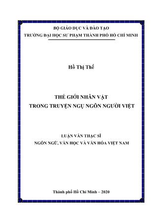 Luận văn Thế giới nhân vật trong truyện ngụ ngôn người Việt