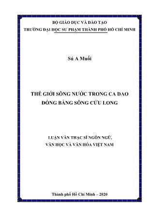 Luận văn Thế giới sông nước trong ca dao đồng bằng sông Cửu Long