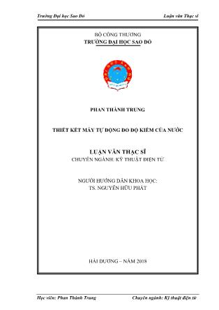 Luận văn Thiết kết máy tự động đo độ kiềm của nước