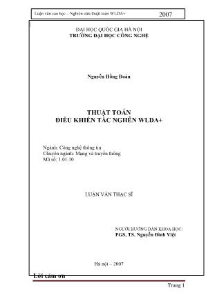 Luận văn Thuật toán điều khiển tắc nghẽn WLDA+