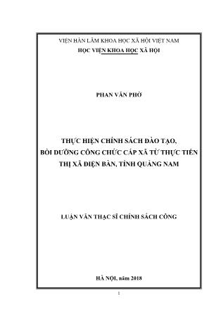 Luận văn Thực hiện chính sách đào tạo, bồi dưỡng công chức cấp xã từ thực tiễn thị xã Điện Bàn, tỉnh Quảng Nam