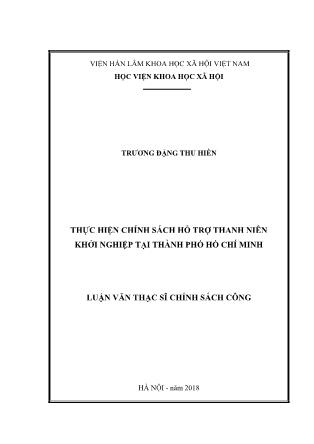 Luận văn Thực hiện chính sách hỗ trợ thanh niên khởi nghiệp tại thành phố Hồ Chí Minh