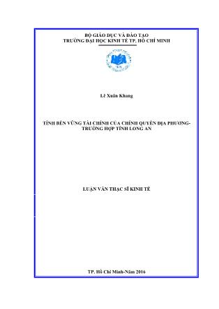 Luận văn Tính bền vững tài chính của chính quyền địa phương trường hợp tỉnh Long An
