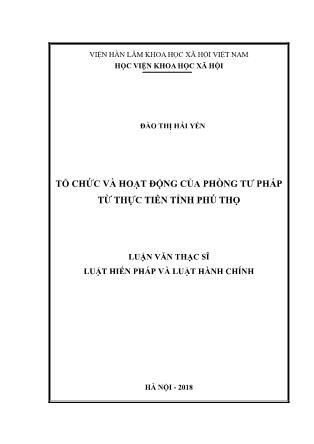 Luận văn Tổ chức và hoạt động của phòng tư pháp từ thực tiễn tỉnh Phú Thọ