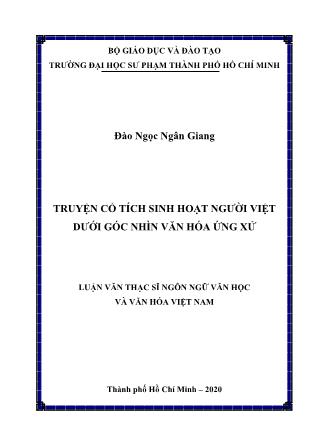 Luận văn Truyện cổ tích sinh hoạt người Việt dưới góc nhìn văn hóa ứng xử