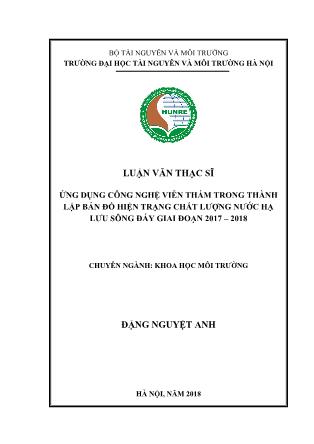 Luận văn Ứng dụng công nghệ viễn thám trong thành lập bản đồ hiện trạng chất lượng nước hạ lưu sông Đáy giai đoạn 2017-2018